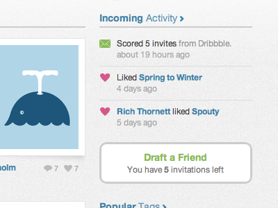 Draft a Friend activity button draft dribbble grey invites