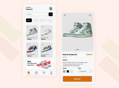 Mobile app for Shoe sales animation motion graphics ui