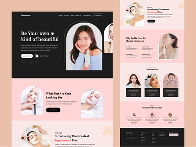 Cosmetics landing page design beauty product landing page cosmetics landing page graphic design landing page design product design product landing page ui ui design uikit uikit design web design ui web ui web ui design web ui ux design website design website ui design