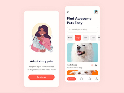 Pet adopt app. app design app ui design app ui ux design ios app design mobile app mobile app design mobile app ui pet adopt app pet app product design ui ui design uiux design