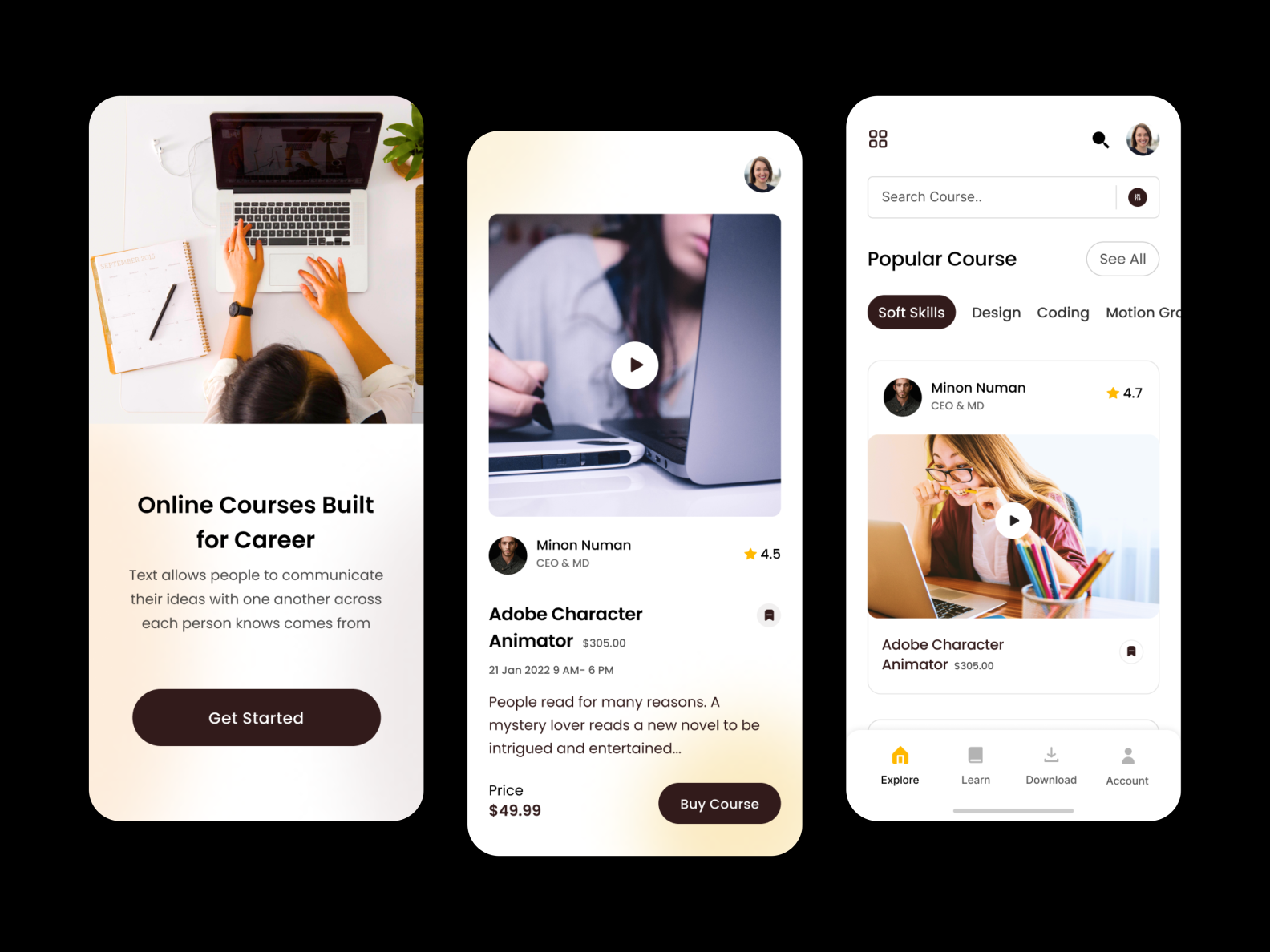 Online learning app by Laibur Rahman on Dribbble