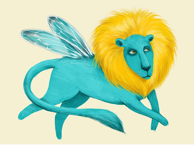 My honey lion animals cliparts digi digital editorial illustration lion