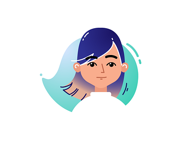 Hello, It's me avatar blue character flat girl illustration lines portrait turquoise