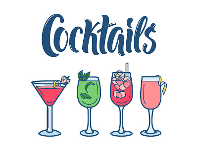 Cocktails brush lettering cocktail cocktail bar cocktail glass cocktail icon cocktail illustration cocktail lettering cocktail menu cocktail party drinks drinks menu icon lettering margherita mojito