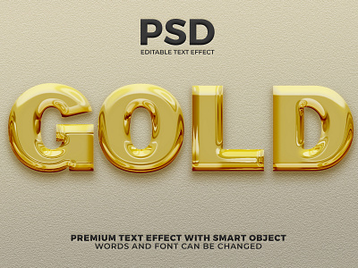 3D Liquid Gold editable text effect 3d app branding design editable gold liquid logo luxury mockup psd template text effect typography