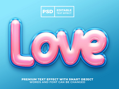 Love Pink Blue Glossy editable text effect