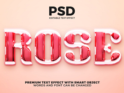 Pink Glass Glossy Rose 3D editabl text effect purple