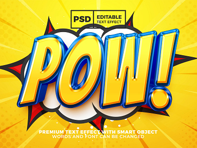 Pow Comic 3D Editable text effect boom