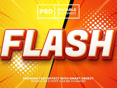 Flash 3D editable text effect with halftone Background