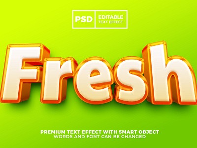 Fresh Orange 3D editable text effect 3d background branding cartoon design fresh game logo moackup orange psd template texteffect typography