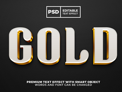 White Gold 3D Elegant Editable text effect style 3d background branding design elegant gold graphic design logo luxury psd simple template text typography white