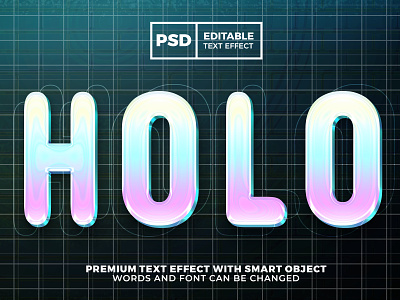 Hologram 3D editable text effect style 3d background branding design editable effect graphic design holo hologram logo mockup psd template text typography