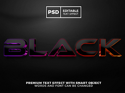 Future Black 3D Editable Text Effect 3d background black branding design future graphic design logo modern psd template typography