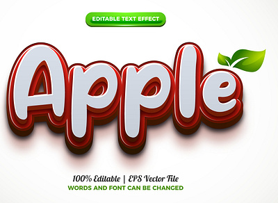 Apple Fruits 3D Editable Text Effect Vector 3d apple background branding design fresh illustration logo nature red template text effect typography vector