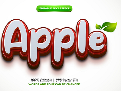 Apple Fruits 3D Editable Text Effect Vector