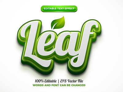 Leaf Nature 3D Editable Text Effect 3d background branding design editable effect fresh green leaf leaves logo nature template text typography vegan