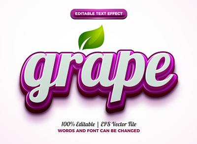 Fresh Grape Nature 3D Editable Text Effect Vector 3d background branding design editable fresh grape illustration logo nature purple template text effect typography vector