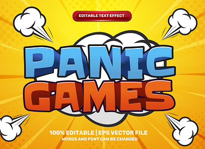 Panic Game Cartoon 3D Editable Text Effect Style Vector textile