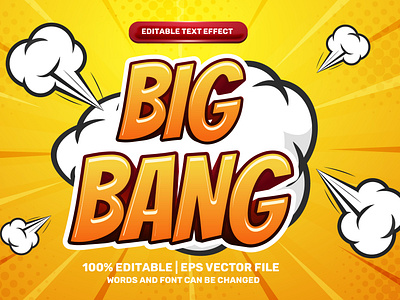 Big Bang Comic Cartoon 3D Editable Text Effect Vector