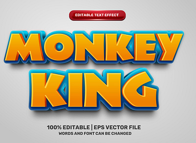 Monkey King 3D Editable Text Effect Vector textile