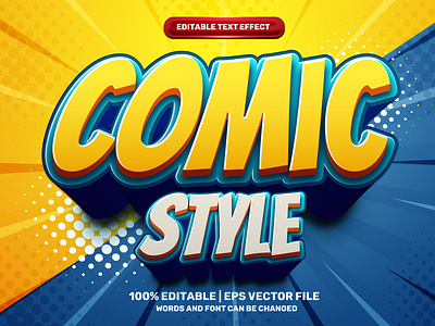 Comic style 3D editable text effect style
