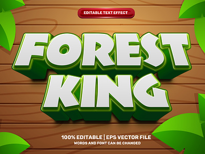 Forest King 3D editable text effect style 3d animation background branding cartoon comic design editable forest illustration jungle king logo template typography ui vector
