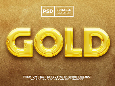 Liquid Luxury Gold 3D Editable Text Effect PSD Template