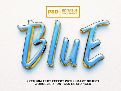 Blue Gold Luxury 3D editable text effect style psd template