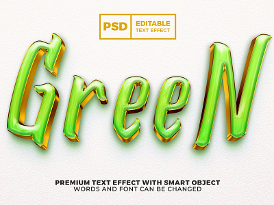 Green Gold Luxury 3D editable text effect psd template 3d background branding design editable effect gold green logo luxury mockup psd template text typography