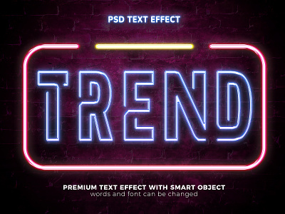 Neon Editable Text Effect 3d add ons background branding design future glow graphic design logo mock up neon psd shiny template text effect typography