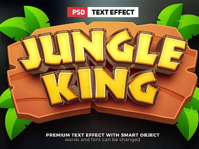 Jungle King Text Effect 3d animation background branding cartoon design game graphic design illustration jungle logo template text effect title typography