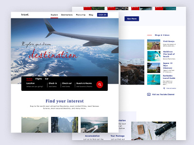 Travel website landing page app design design ui website design