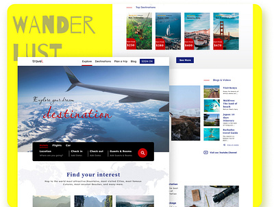 Travel Webpage design figma ui web website design