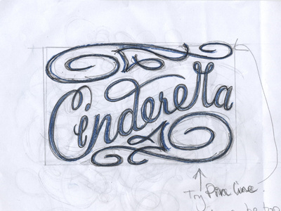 Cindy Sketch W.I.P chris mizen cinderella fairy tales hand lettering