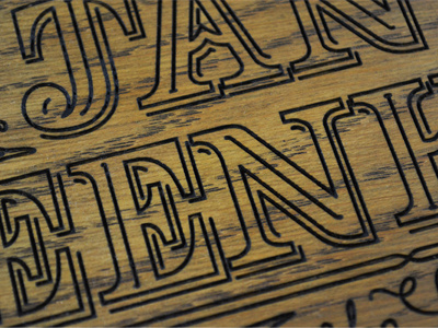 Laser Engraving Detail chris mizen design hand drawn type laser engraving oak type typography