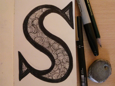 Ornamental S chris mizen design fine liner hand drawn type ornamental sharpie sketch sketchbook type typography