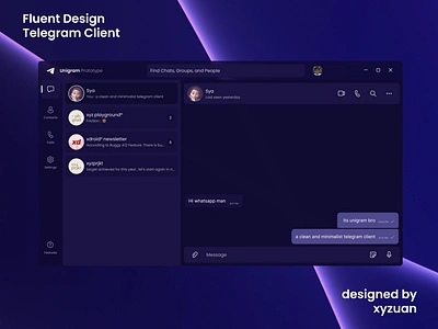 Fluent Telegram design redesign telegram ui uwp