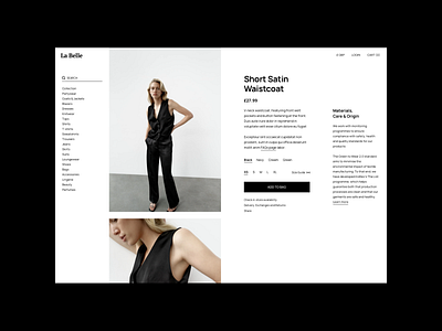 La Belle - Fashion product page concept ecommerce fashion layout design minimal product page shop split layout typography ui ux web app web design