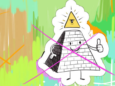 Pyramid guy -- Start of a digital painting art colorful illustration painting
