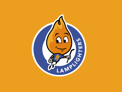 lamplighters hockey logo mascot old retro school vector