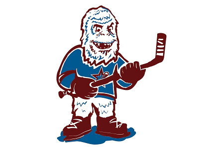 Mascot full body 2 color hockey illustration logo mascot sports vintage