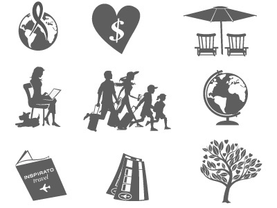 Travel Icon illustration full set icons info graphic one color travel vector