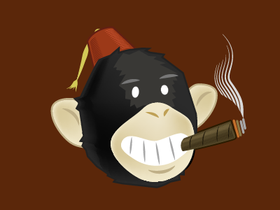 monkey Logo cartoon character cigar drawing flat illustration logo monkey