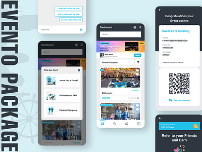 Evento- Event Booking App application event management event package events mobileapp ui ux