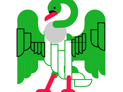 Green Swan bird emblem process swan symbol