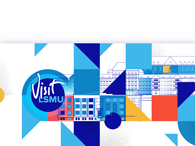 Visit LSMU event branding geometric illustration