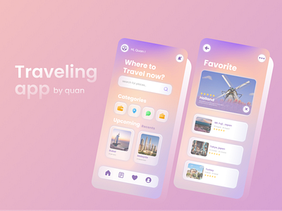 Traveling App - by Quan glassmorphism graphic design ui