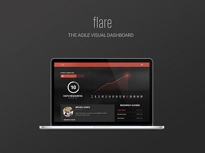 Flare on Desktop agile apple chart dark dashboard data visualization flare macbook product red ui web design