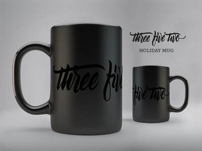 Three Five Two Mug black brush lettering ceramic coffee gloss holiday holidays lettering matte mug