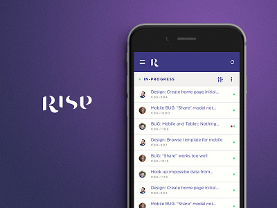 Rise - Document your Standups agile apple interface iphone meeting mobile notes purple rise standup ui ux